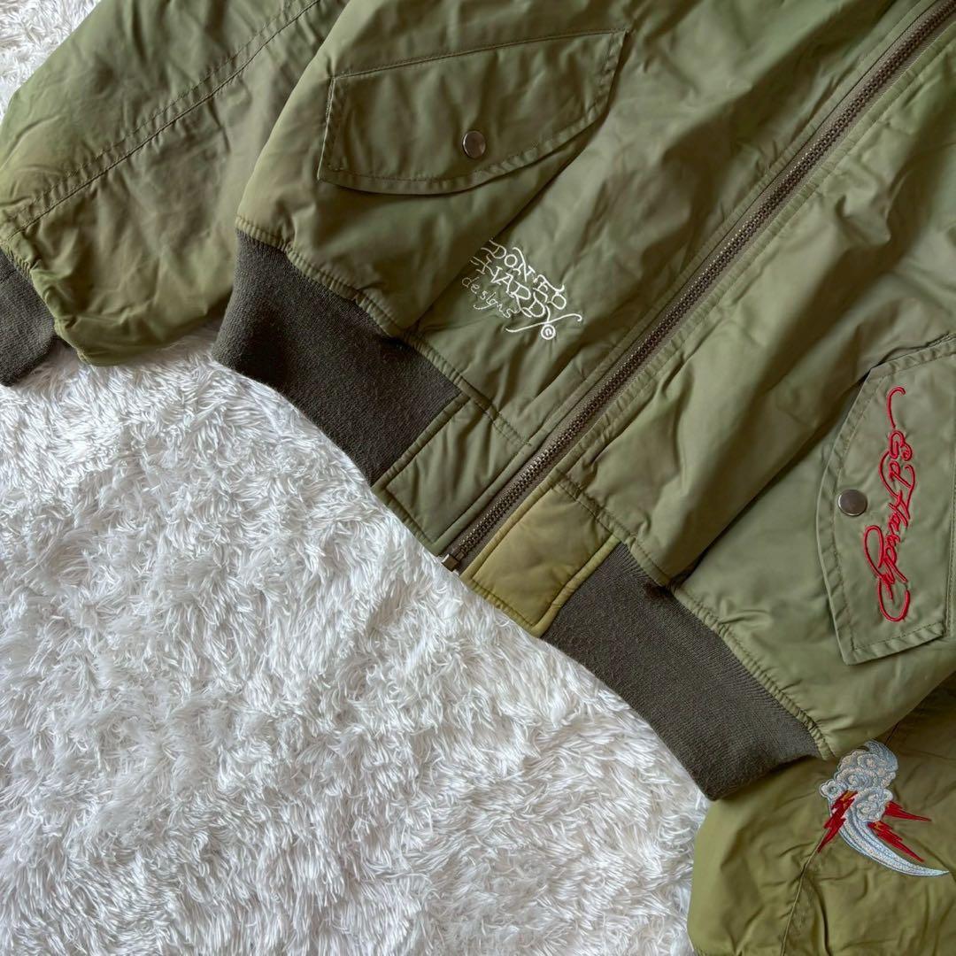 ド派手デザイン✨エドハーディー スカジャン MA-1 刺繍 ワッペン ロゴ トラ