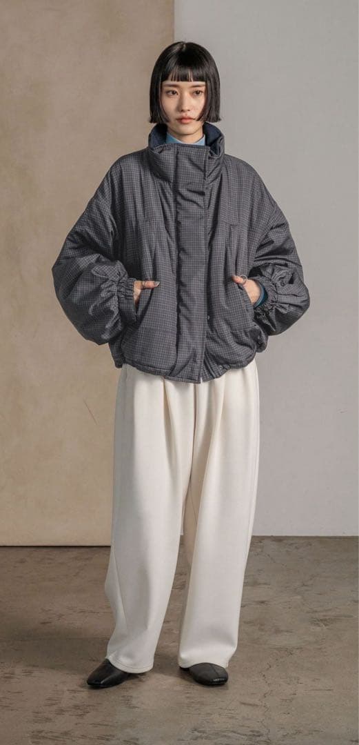 ローリーズファーム モンスターショートコート⭐︎チェック　グレー