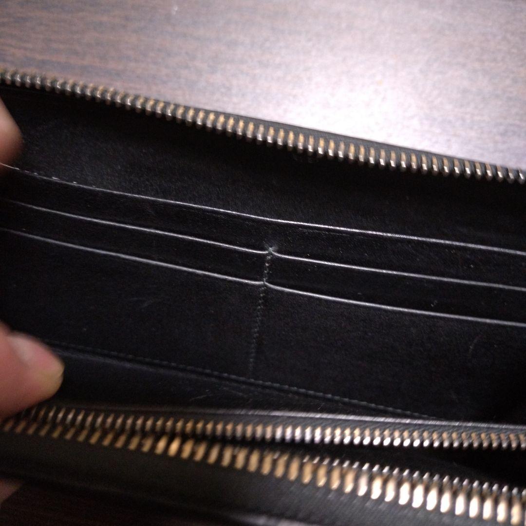 ラ*0様 BOTTEGA VENETA ブラックレザーラウンドジップ長財布