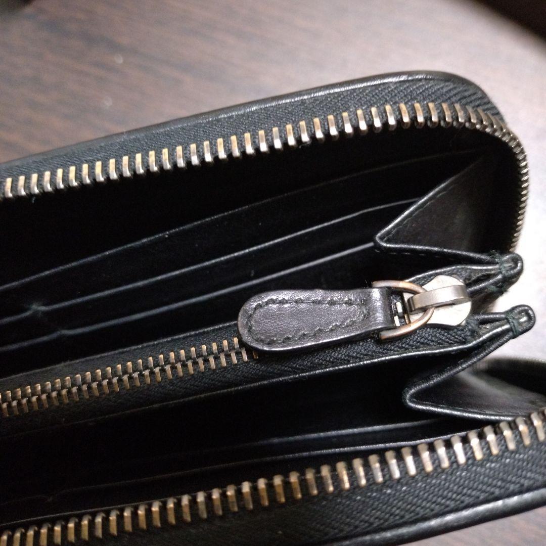 ラ*0様 BOTTEGA VENETA ブラックレザーラウンドジップ長財布