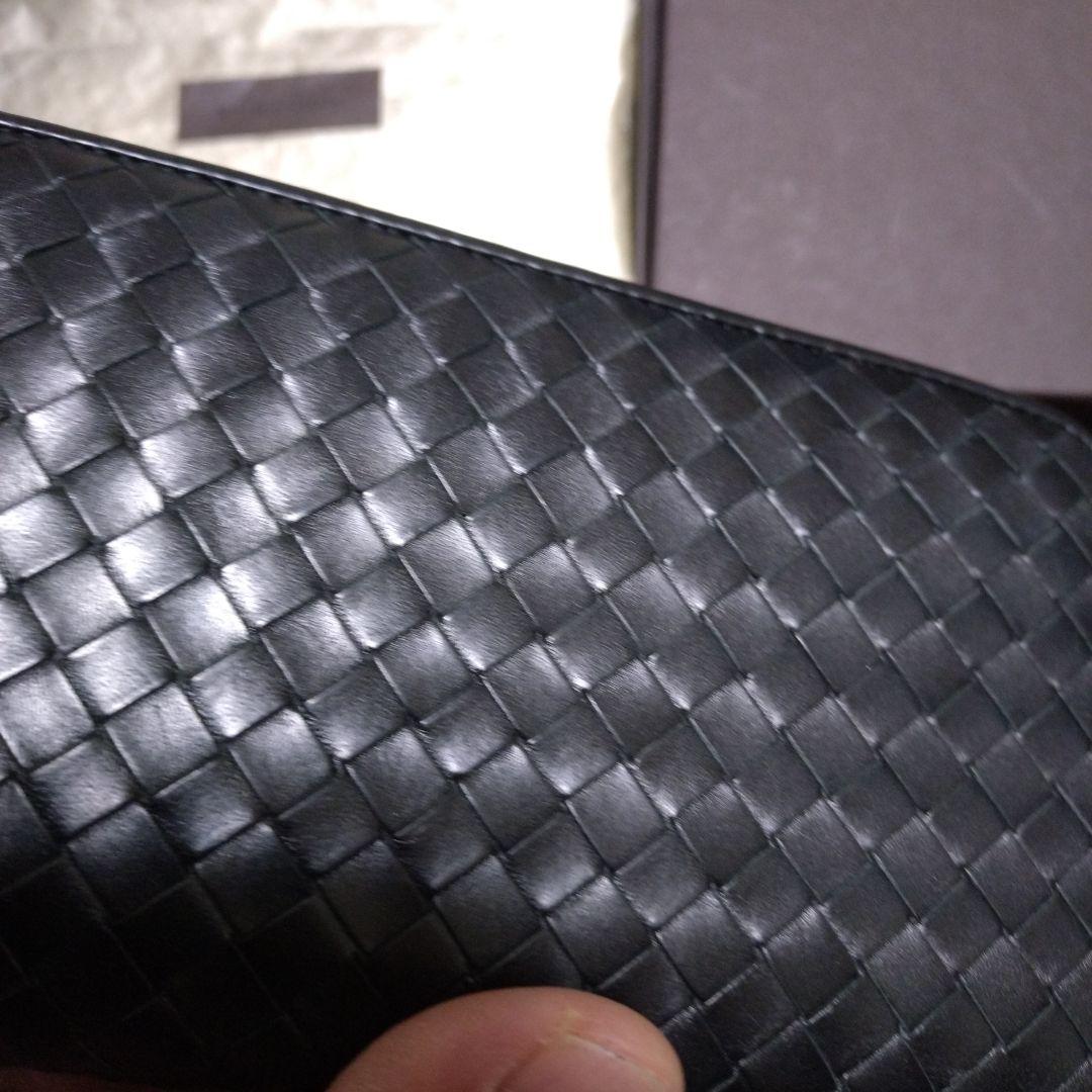 ラ*0様 BOTTEGA VENETA ブラックレザーラウンドジップ長財布