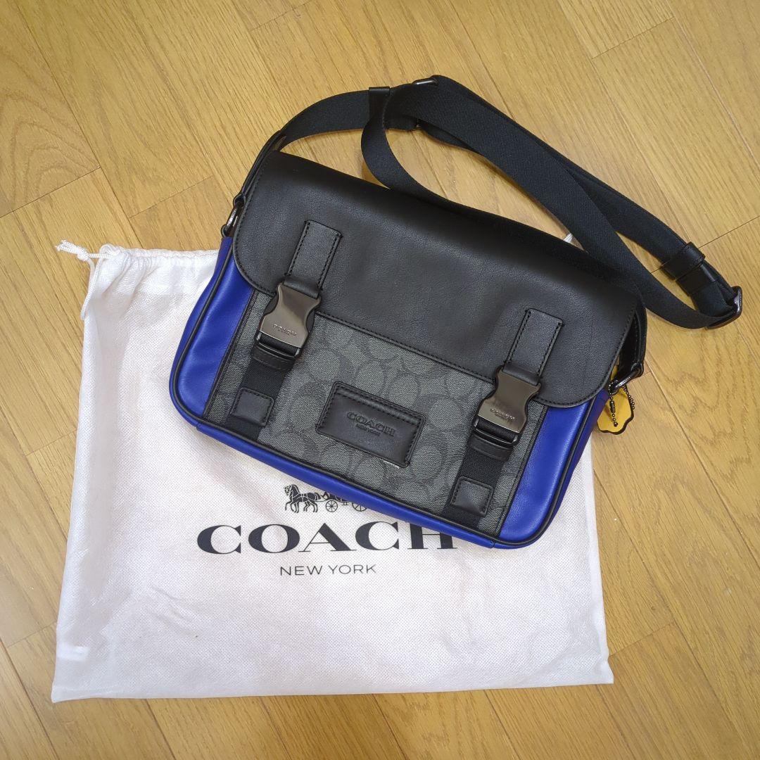 COACH ショルダーバッグ ブラック/ブルー　トラック クロスボディ