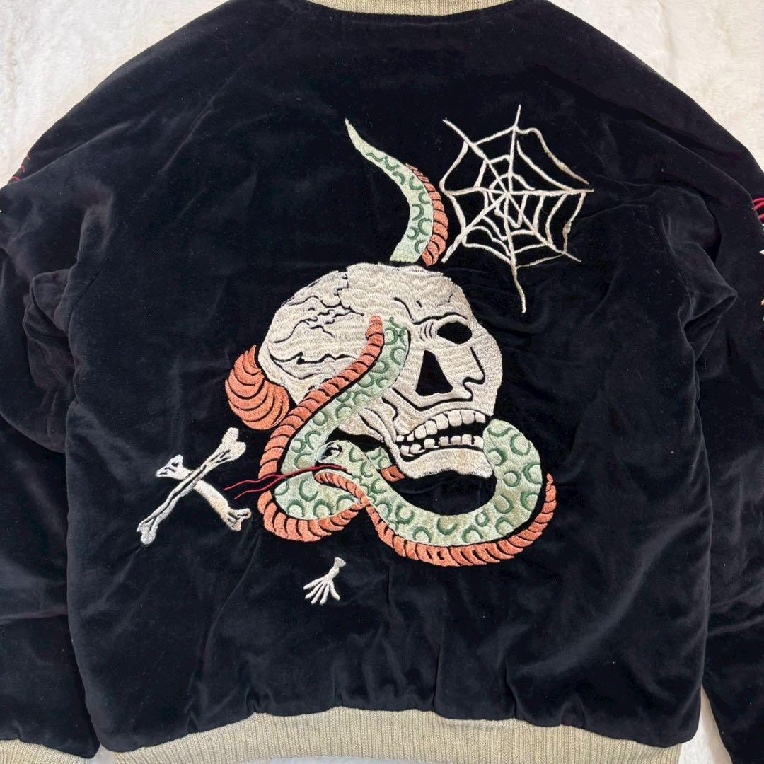 東洋　スカジャン　別珍　ベロア　リバーシブル　2004 短丈　港商商会　ドクロ