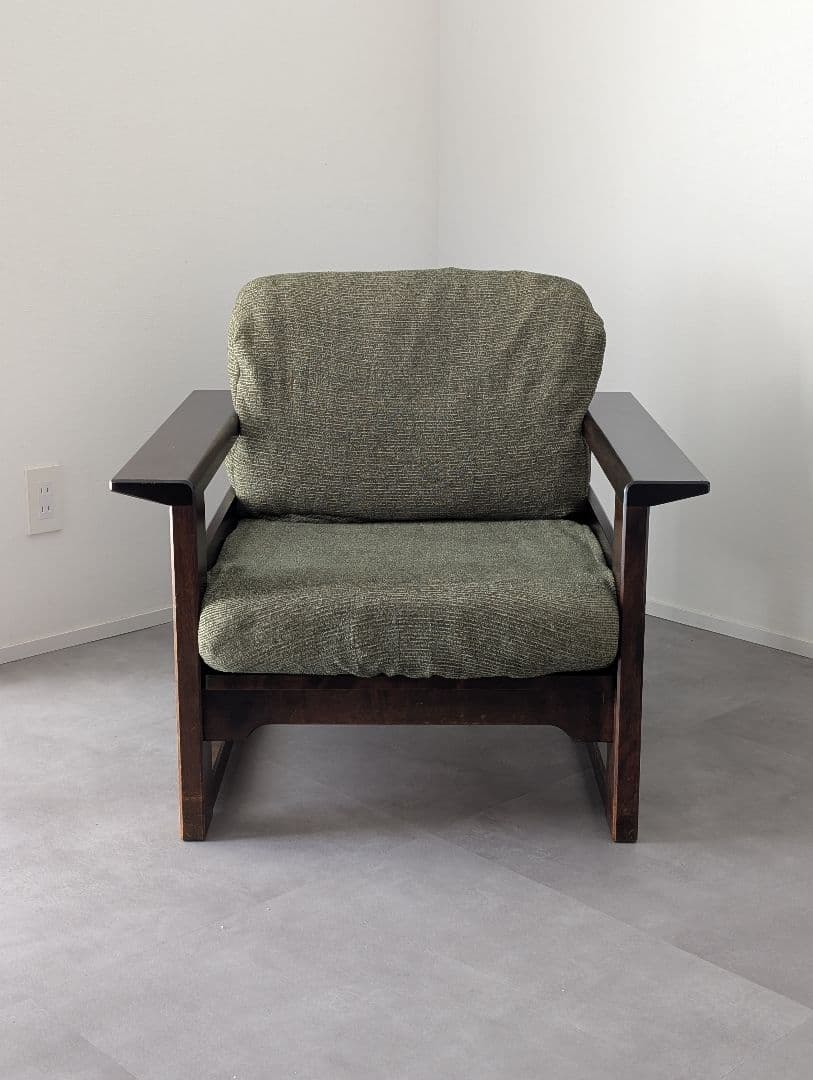 USED/北海道民芸家具 一人掛けソファ 飛騨産業 和モダン カバ材