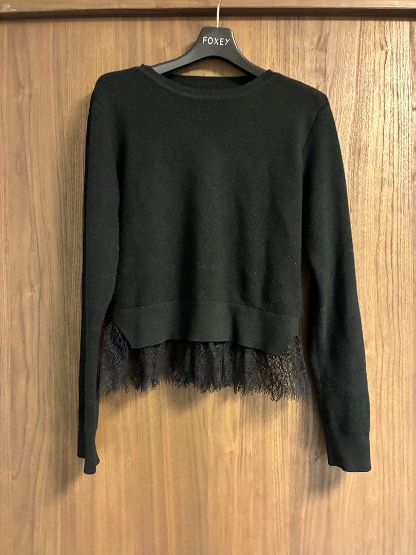 foxey 43964 ニット　裾レース　黒　38