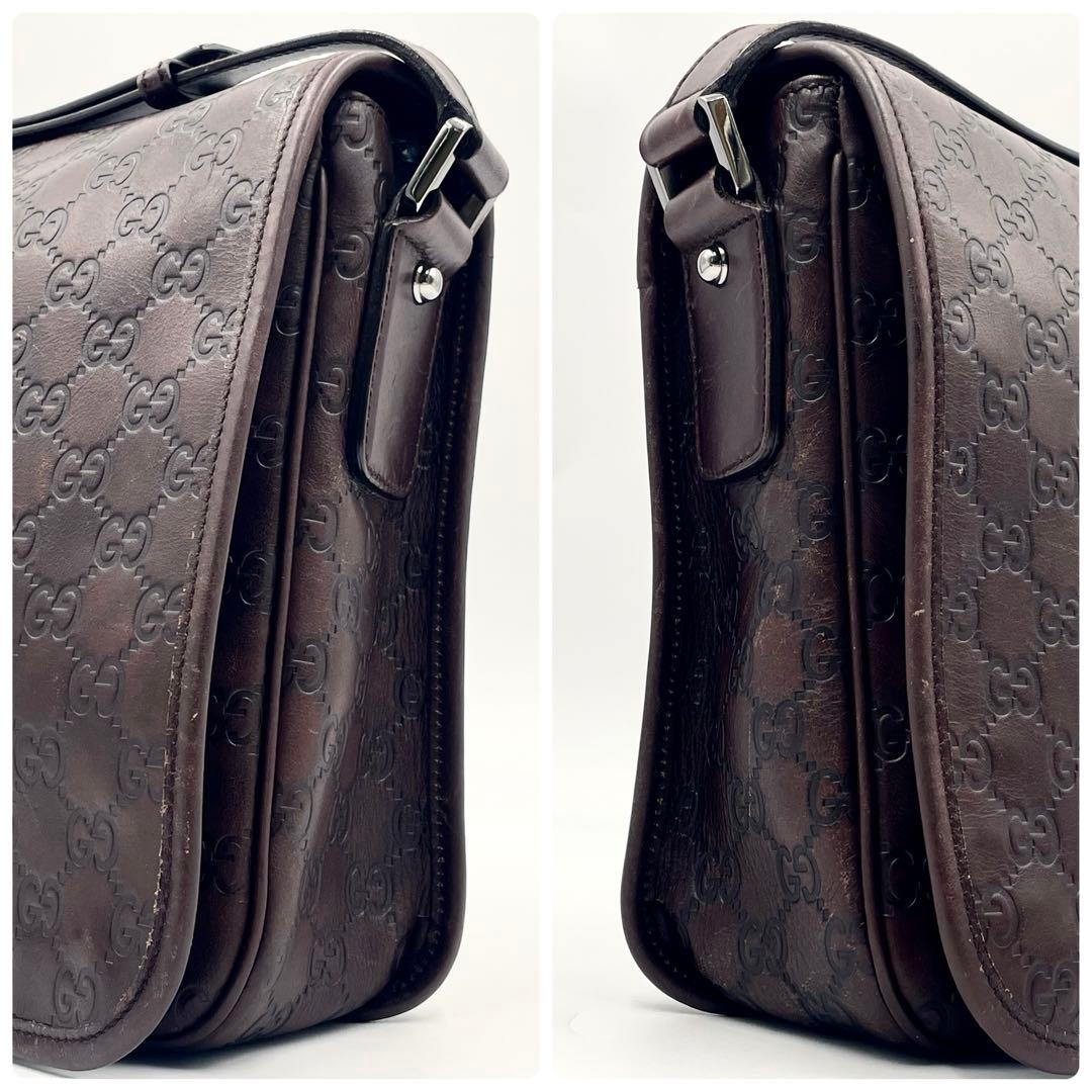 【美品】GUCCIグッチシマレザー メッセンジャーバッグ メンズ クロスボディ