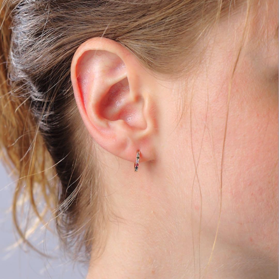 STAR JEWELRY K18 マルチカラーサファイアピアス（片耳用）を2個