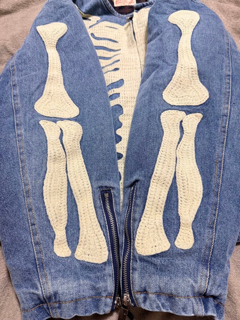 90s MOTO KROSS スケルトン スカジャン デニムジャケット Gジャン