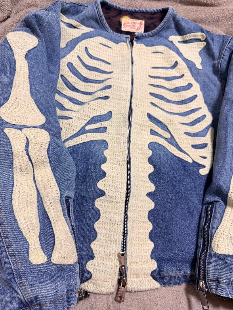 90s MOTO KROSS スケルトン スカジャン デニムジャケット Gジャン