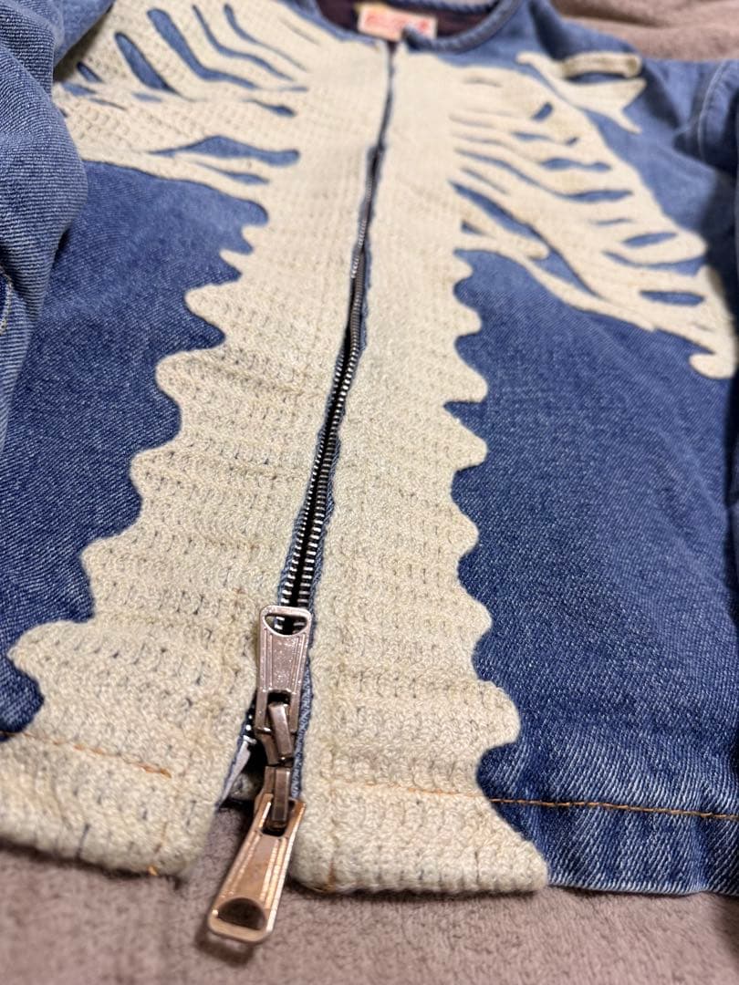 90s MOTO KROSS スケルトン スカジャン デニムジャケット Gジャン