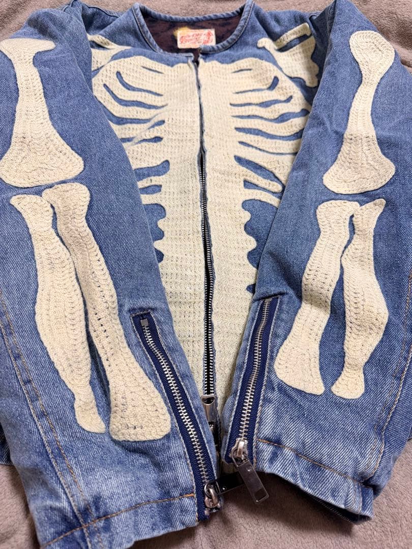 90s MOTO KROSS スケルトン スカジャン デニムジャケット Gジャン