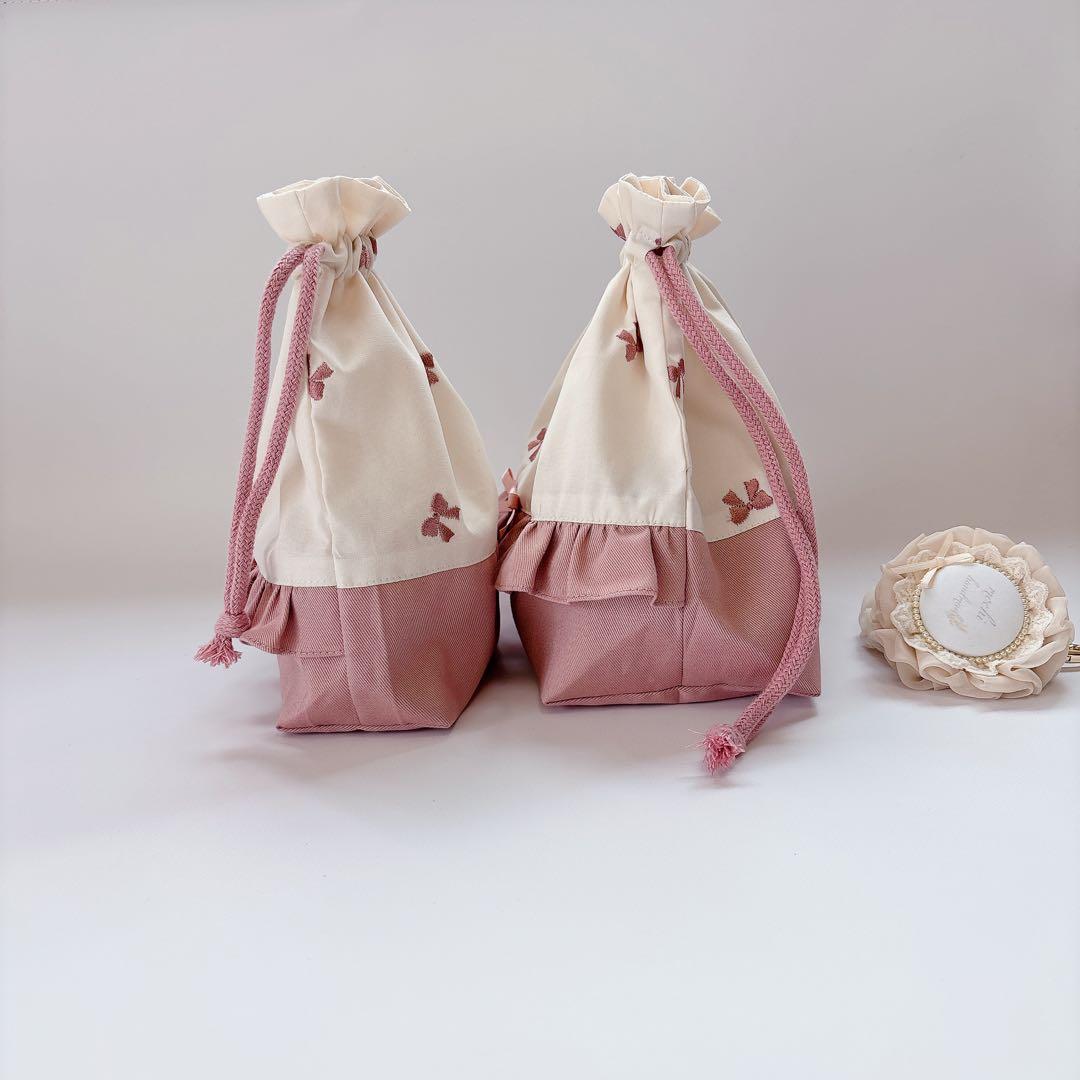 アリエルちゃん様　ハートキルト　レッスンバッグ　上履き袋　キルティング　ヌビ