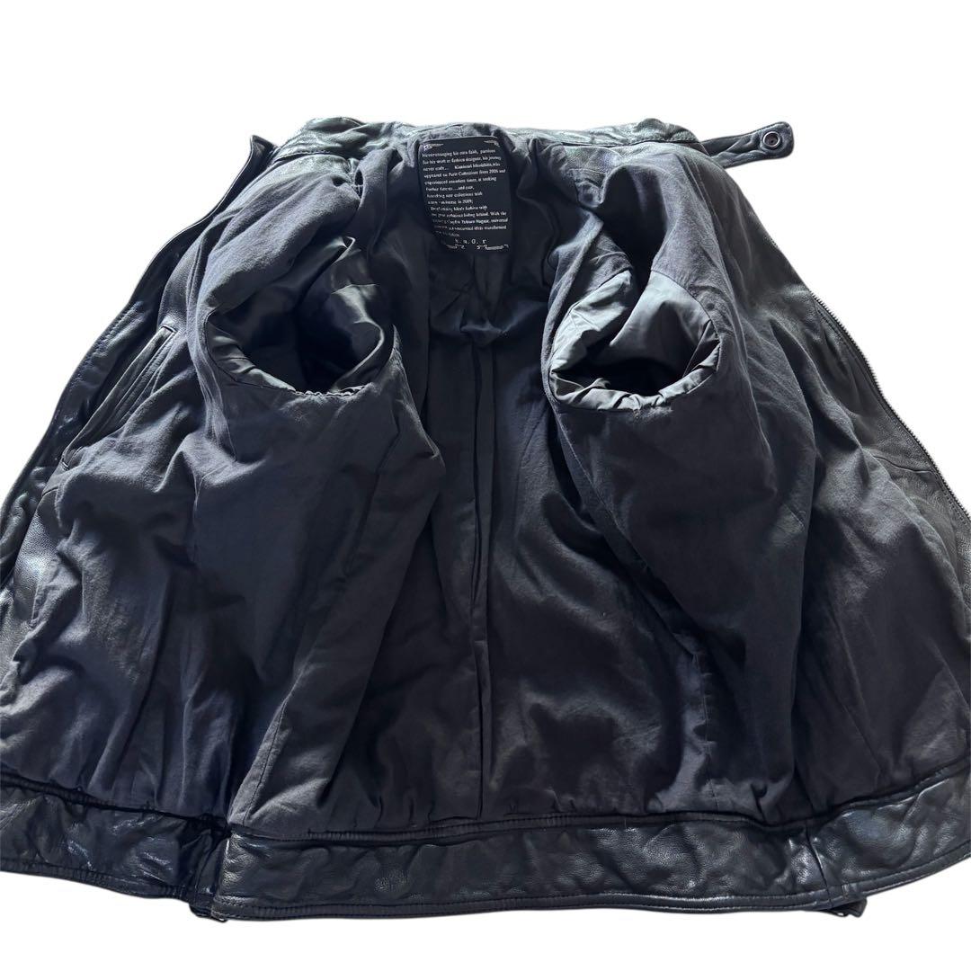 極美品　ナノユニバース　羊革　本革　シングル　ライダースジャケット　ブラック　L