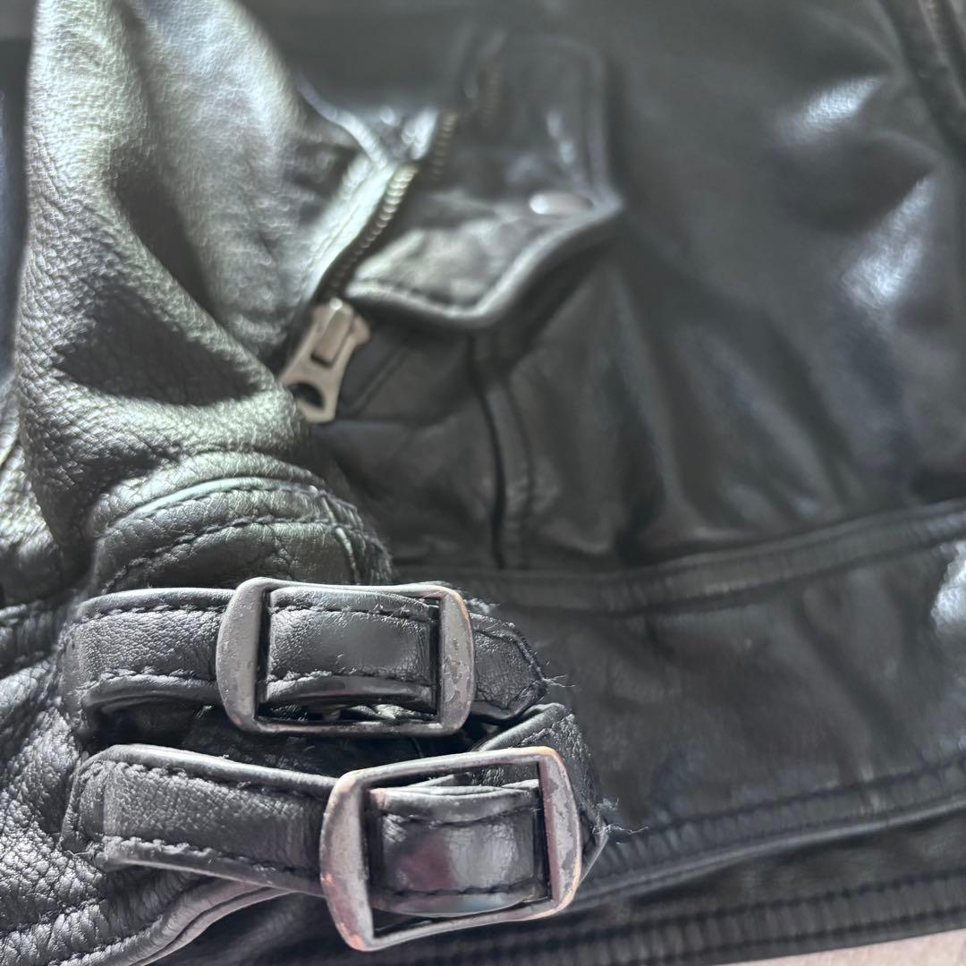 極美品　ナノユニバース　羊革　本革　シングル　ライダースジャケット　ブラック　L