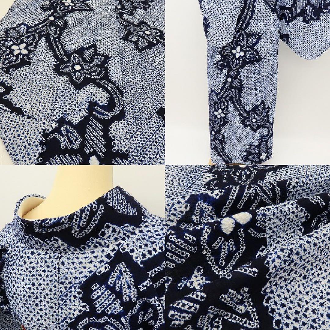 美品 有松鳴海絞り トールサイズ 綿 高級浴衣 着物 A3127