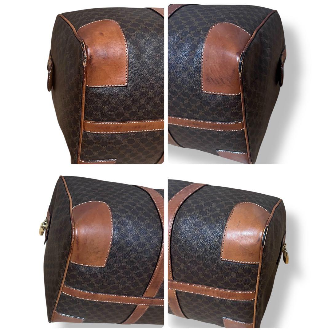 セリーヌ✨ヴィンテージ ✨マカダム ボストンバッグ ブラウン レザー PVC