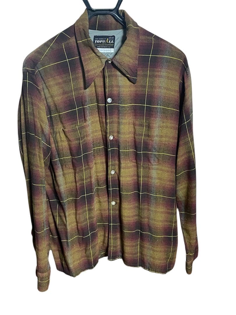 【好配色】希少60’s USA製オンブレネルシャツ茶 レーヨンL Box型 美品