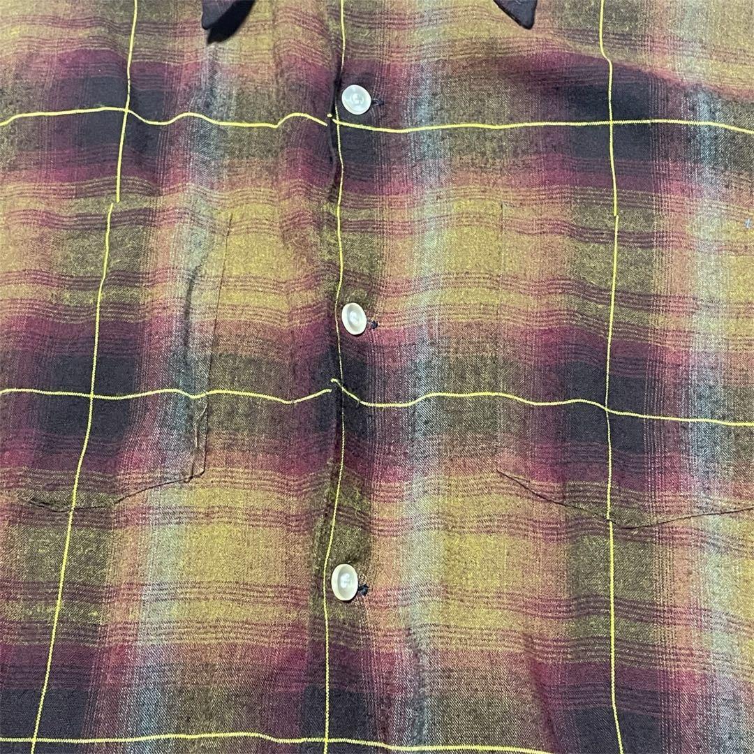 【好配色】希少60’s USA製オンブレネルシャツ茶 レーヨンL Box型 美品