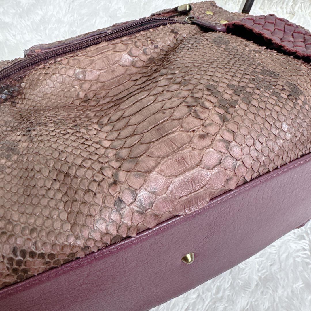 【希少カラー】JRA ダイアモンドパイソン ハンドバッグ チャーム付 パープル