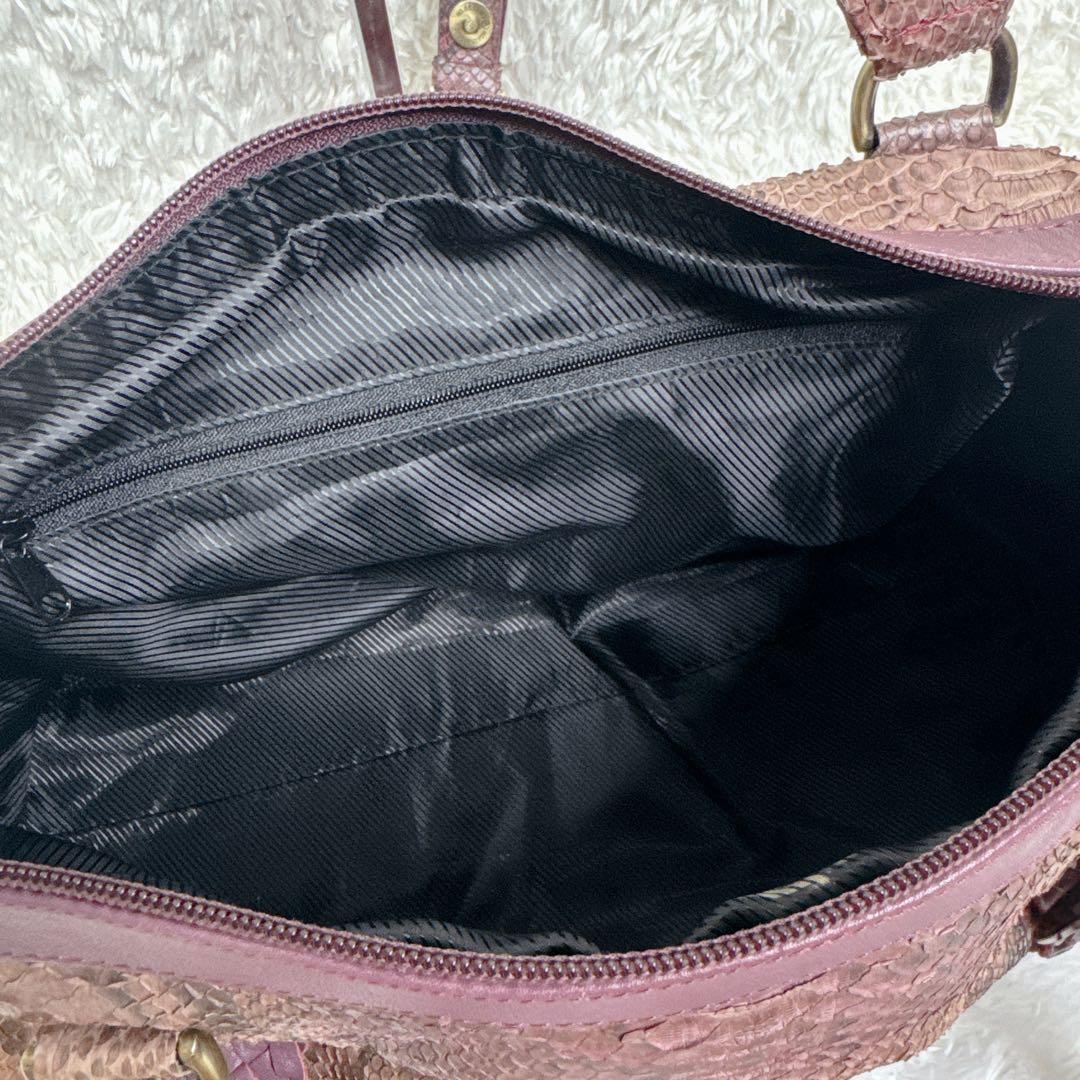 【希少カラー】JRA ダイアモンドパイソン ハンドバッグ チャーム付 パープル