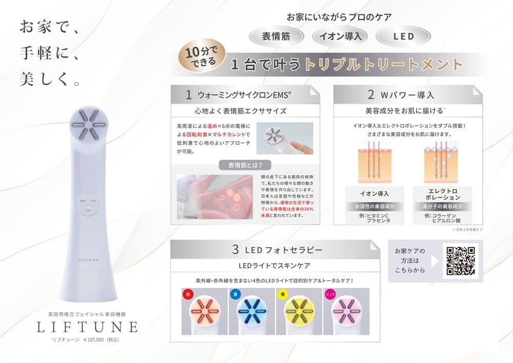 美容機器liftune リフチューン美顔器伊藤超短波美顔器 Wパワー導入 LED