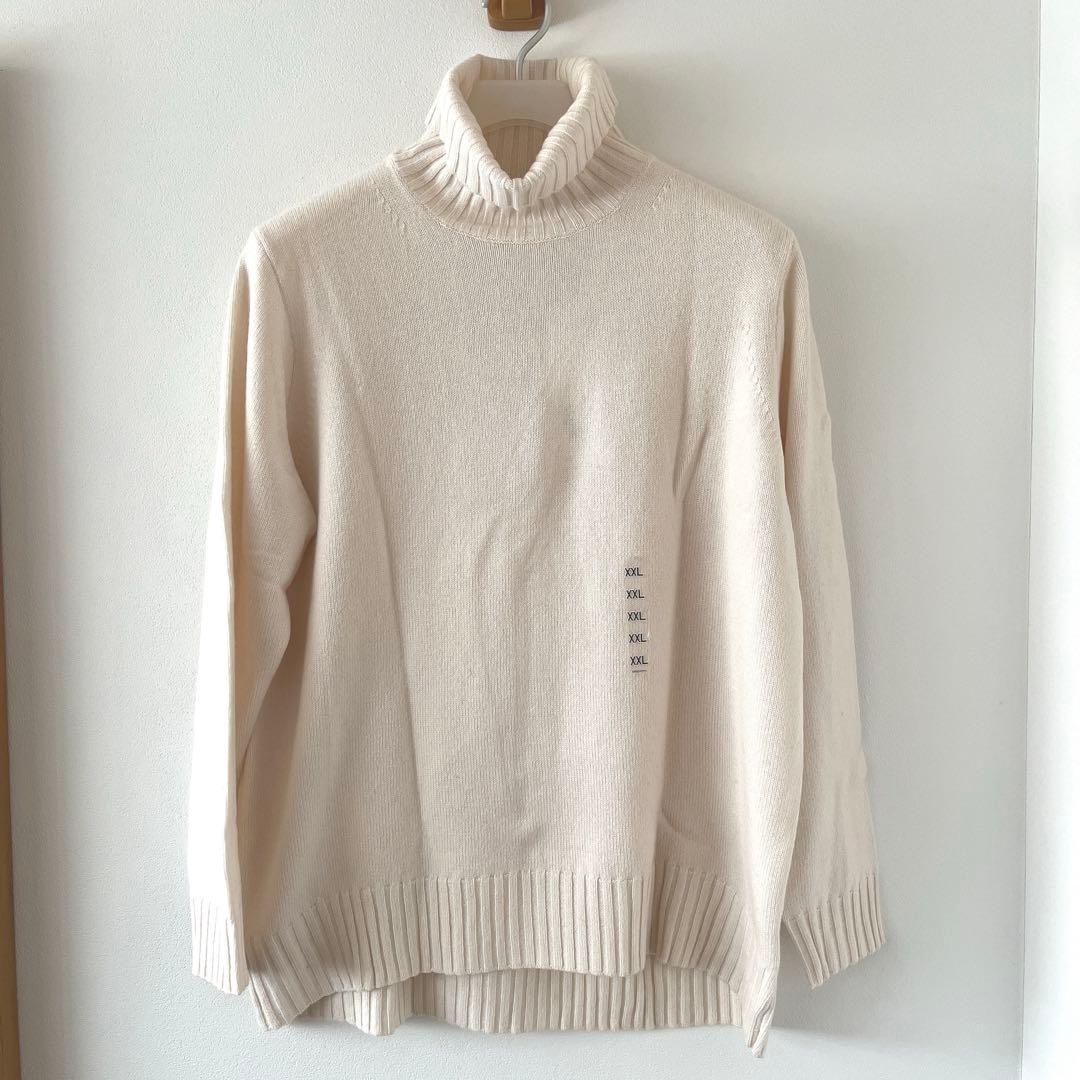 UNIQLO +J カシミヤブレンド タートルネックセーター XXL ホワイト