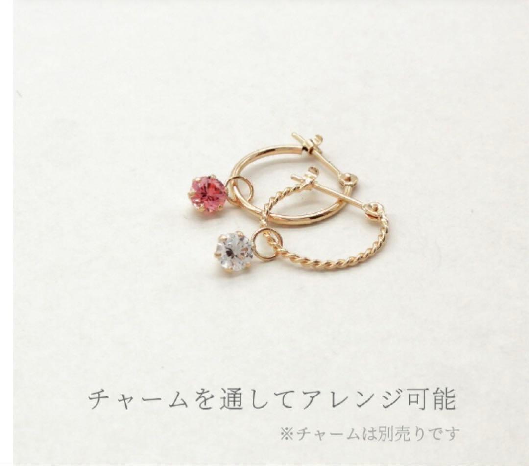 はる フープピアス K10 地金　アガット風