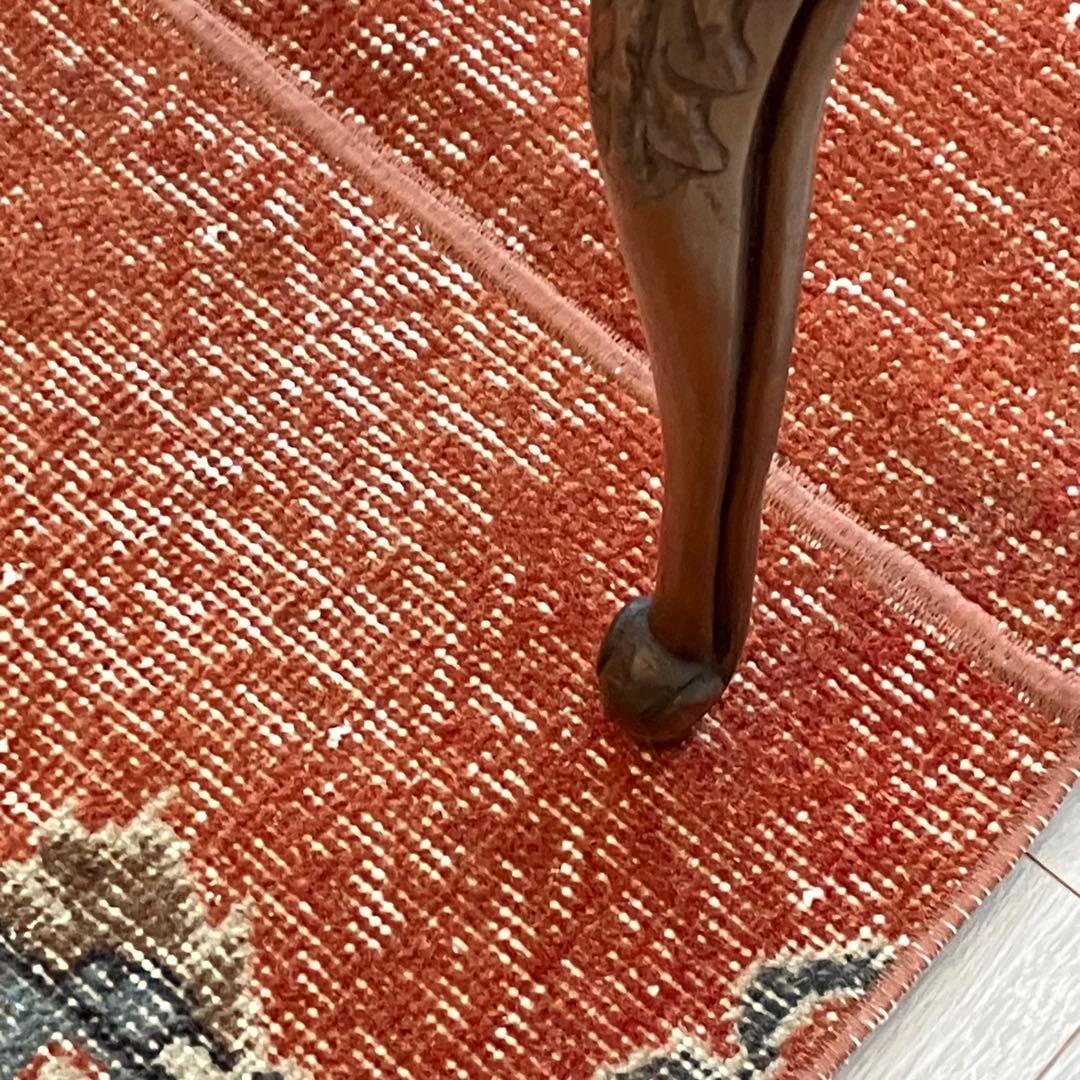 オレンジ✳︎65×187 ブルー　パッチワークランナー　トルコヴィンテージラグ