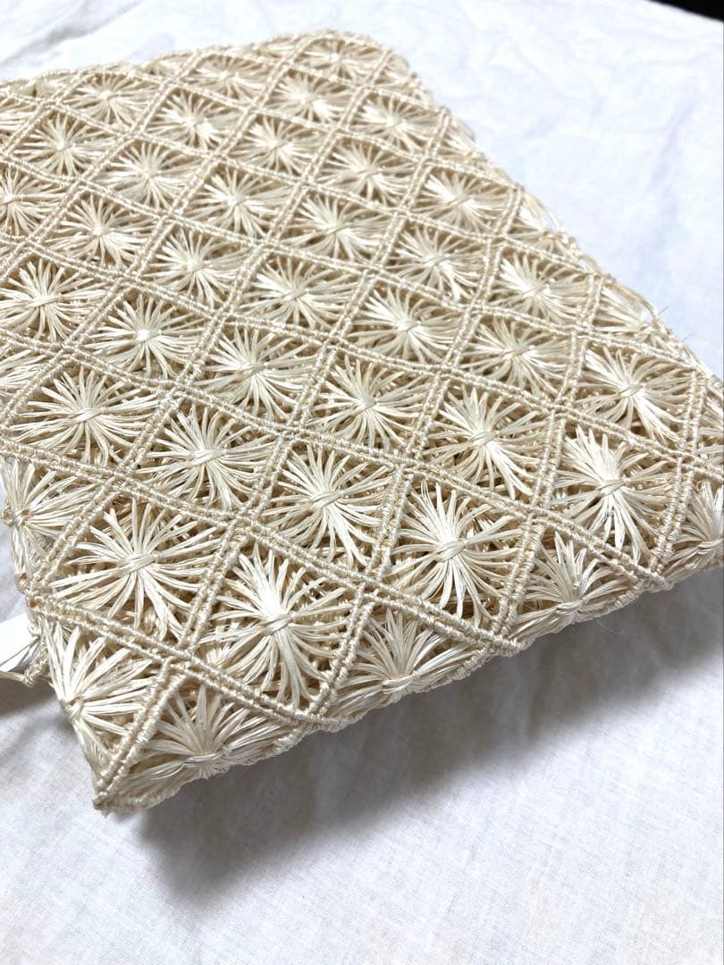 【新品未使用】誉田屋源兵衛　芭蕉通風段文　半幅帯　半巾帯　夏帯　アバカ　生成り