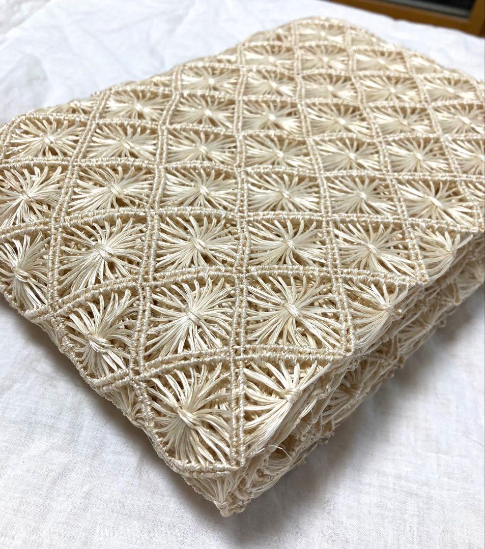 【新品未使用】誉田屋源兵衛　芭蕉通風段文　半幅帯　半巾帯　夏帯　アバカ　生成り