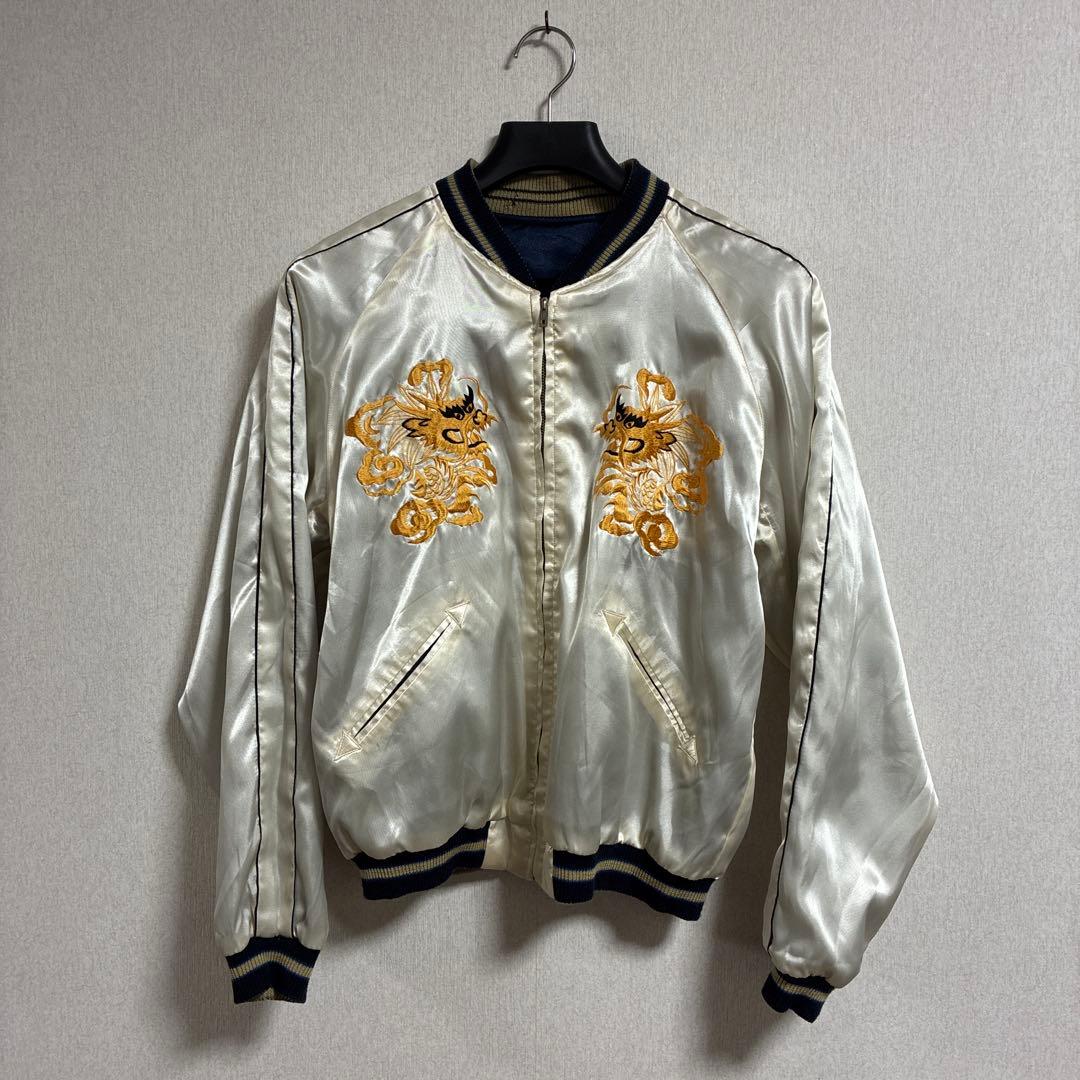 テーラー東洋TT10726サテン髑髏/龍刺繍 リバーシブルスカジャン/スーベニア