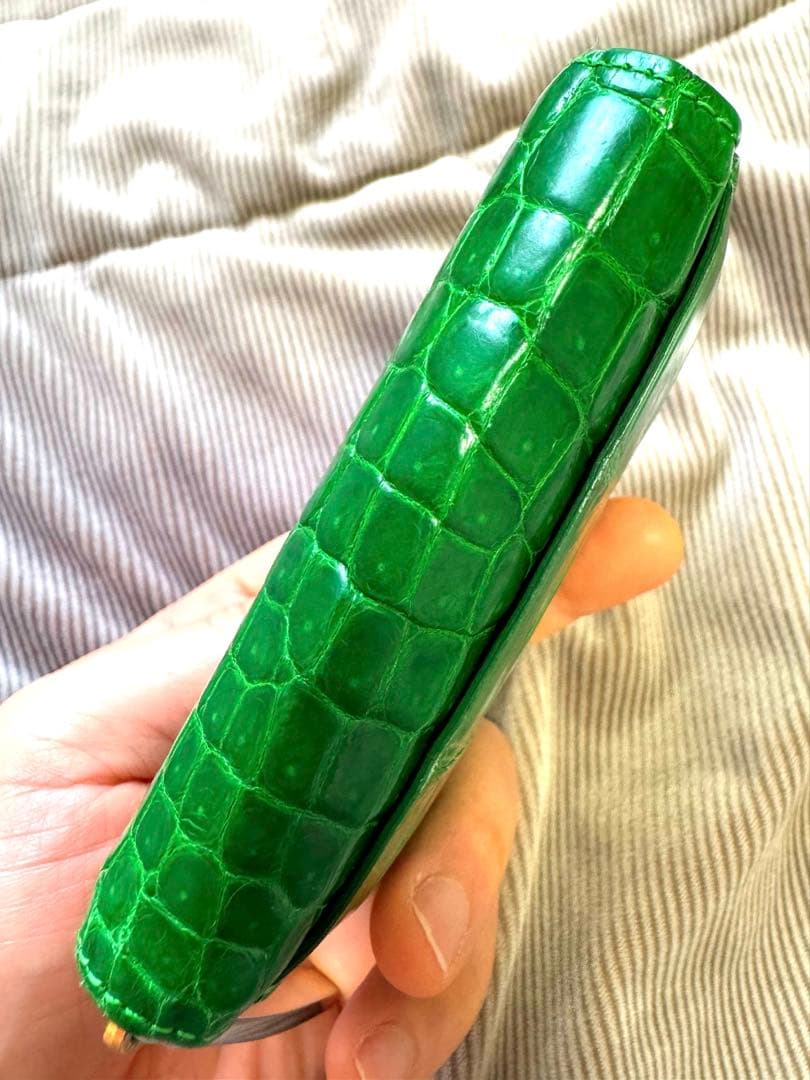 最終値下げ！！　クロコダイル　池田工芸　シャイニンググリーン　ミニ財布