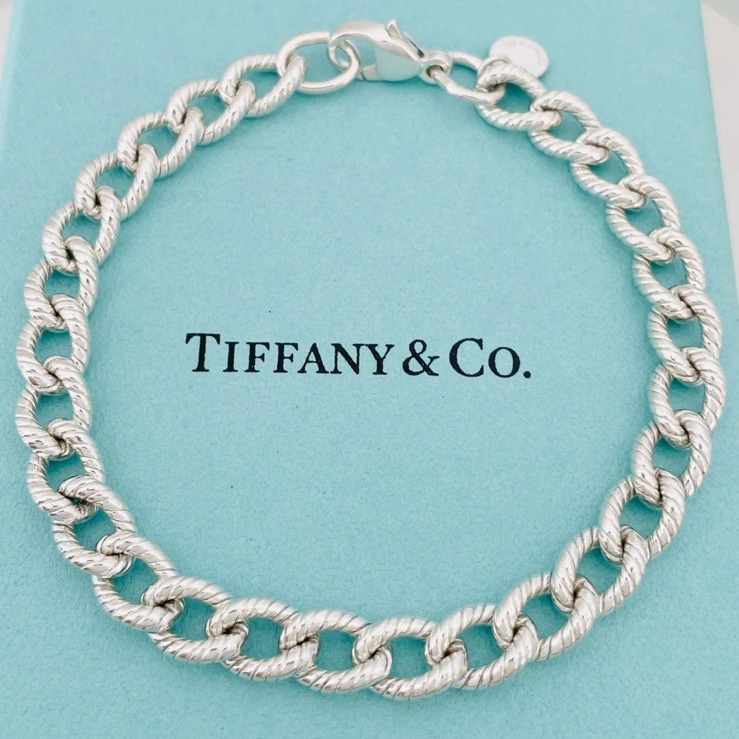 極美品★ティファニー バングル ツイストロープ チェーン リンク ブレスレット