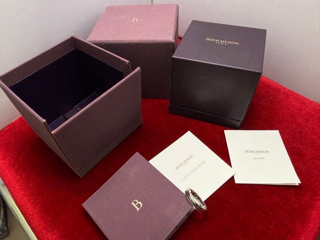 宗藤BOUCHERON指輪キャトルブラックハーフK18WGブラックPVD