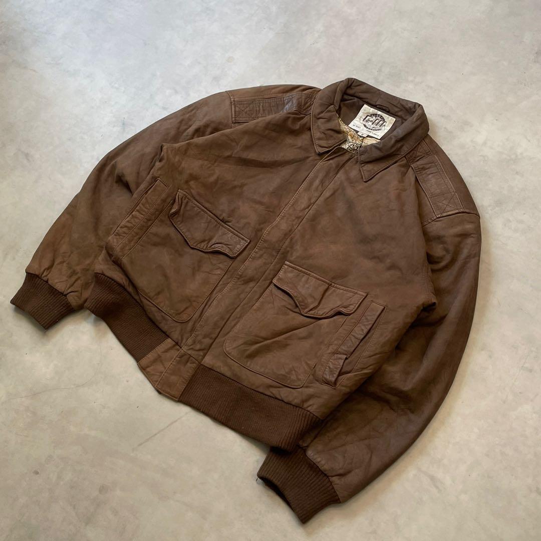 90s~ A-2 レザージャケット　ボンバージャケット　“ボックスシルエット”