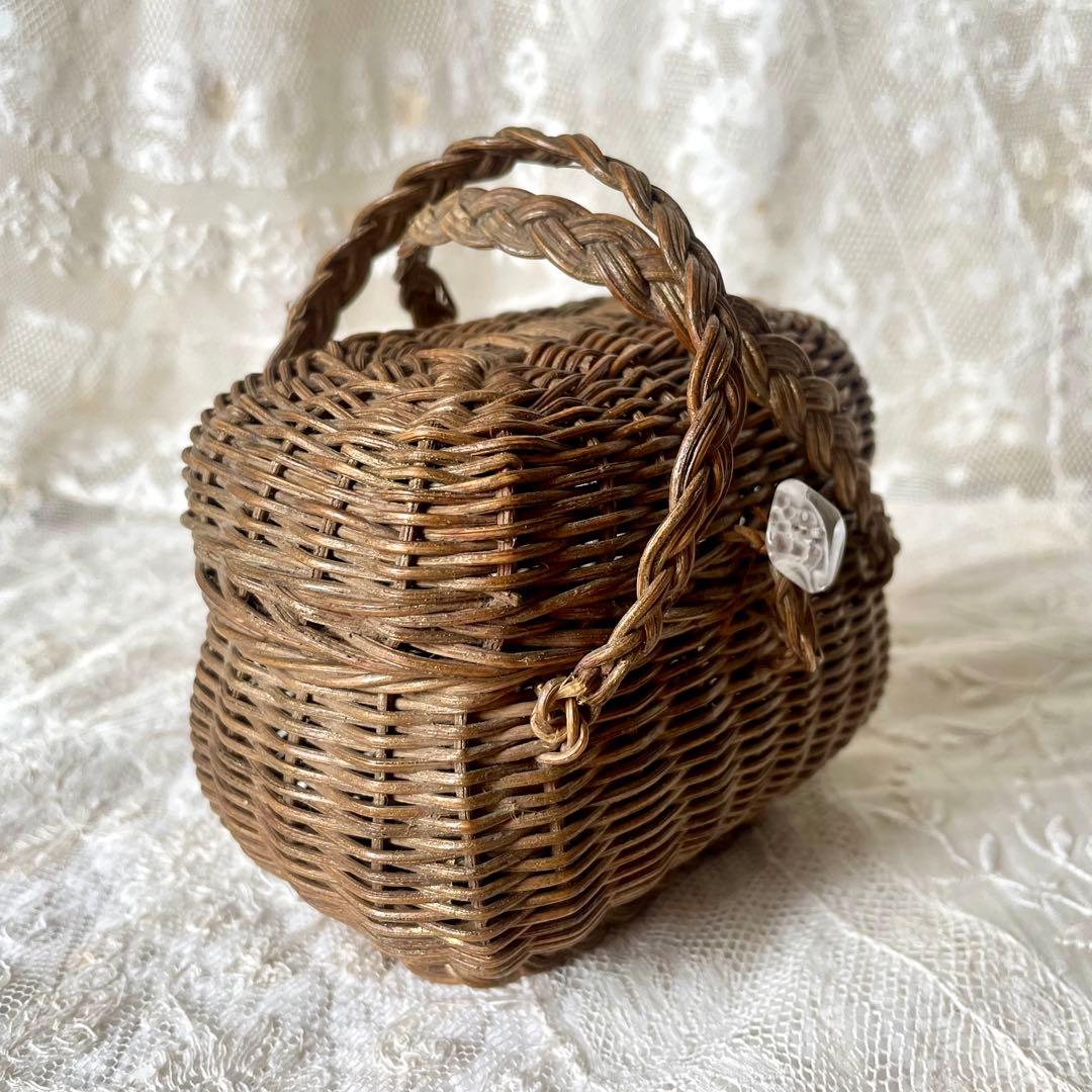 ドールパニエ　フランスアンティーク 人形用 ミニ プチ カゴ 籠 かご