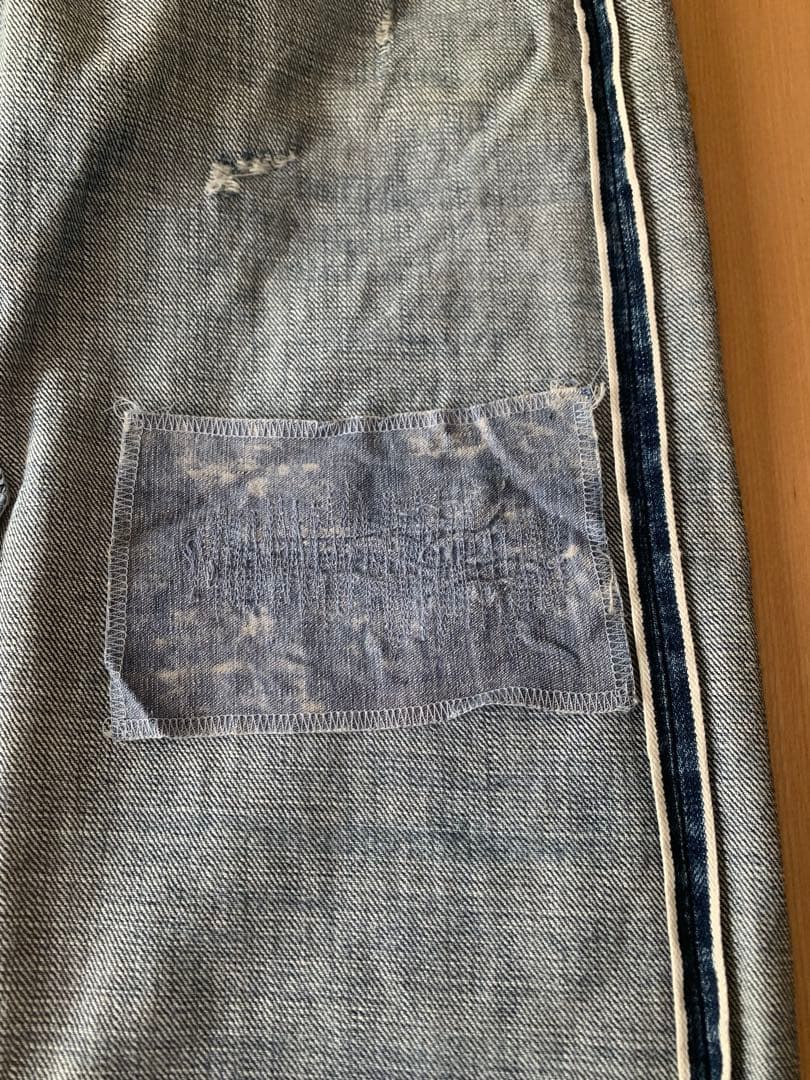 45R 再び6.5空比古比女群青ダメージ加工デニム　28