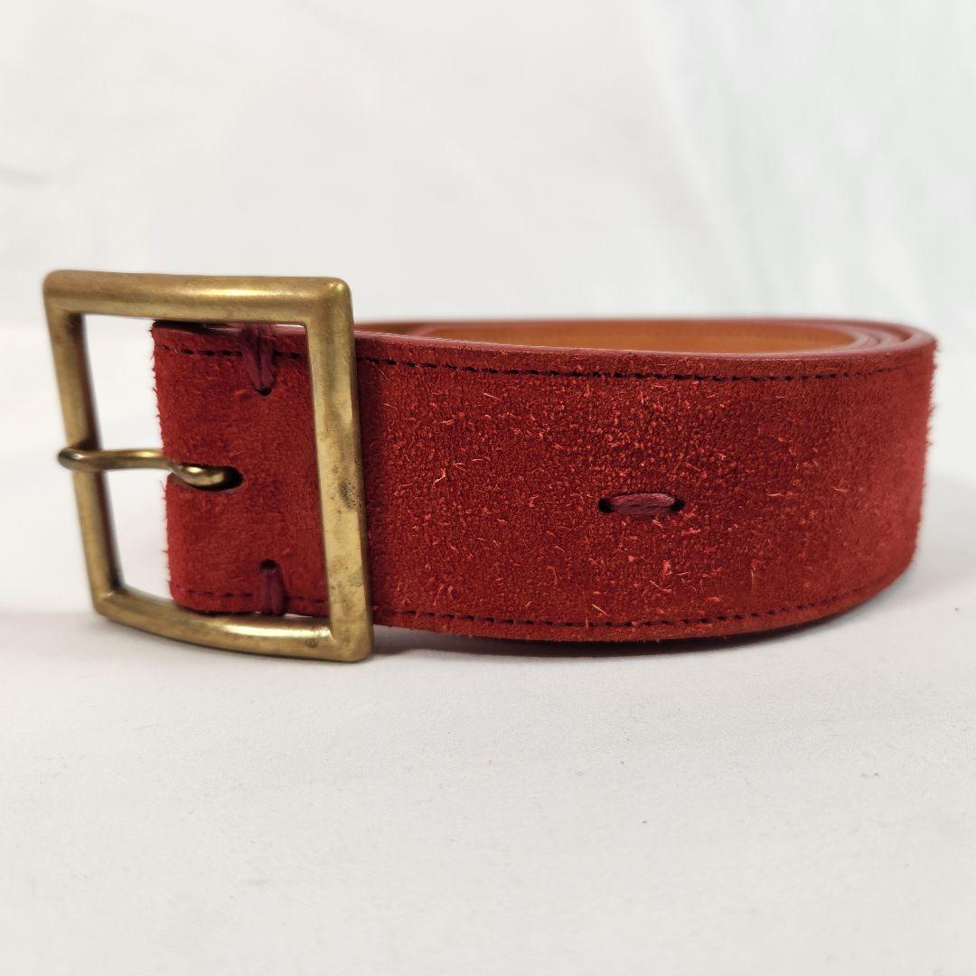 VISVIM　ベルト　赤　スエード　幅4.3cm
