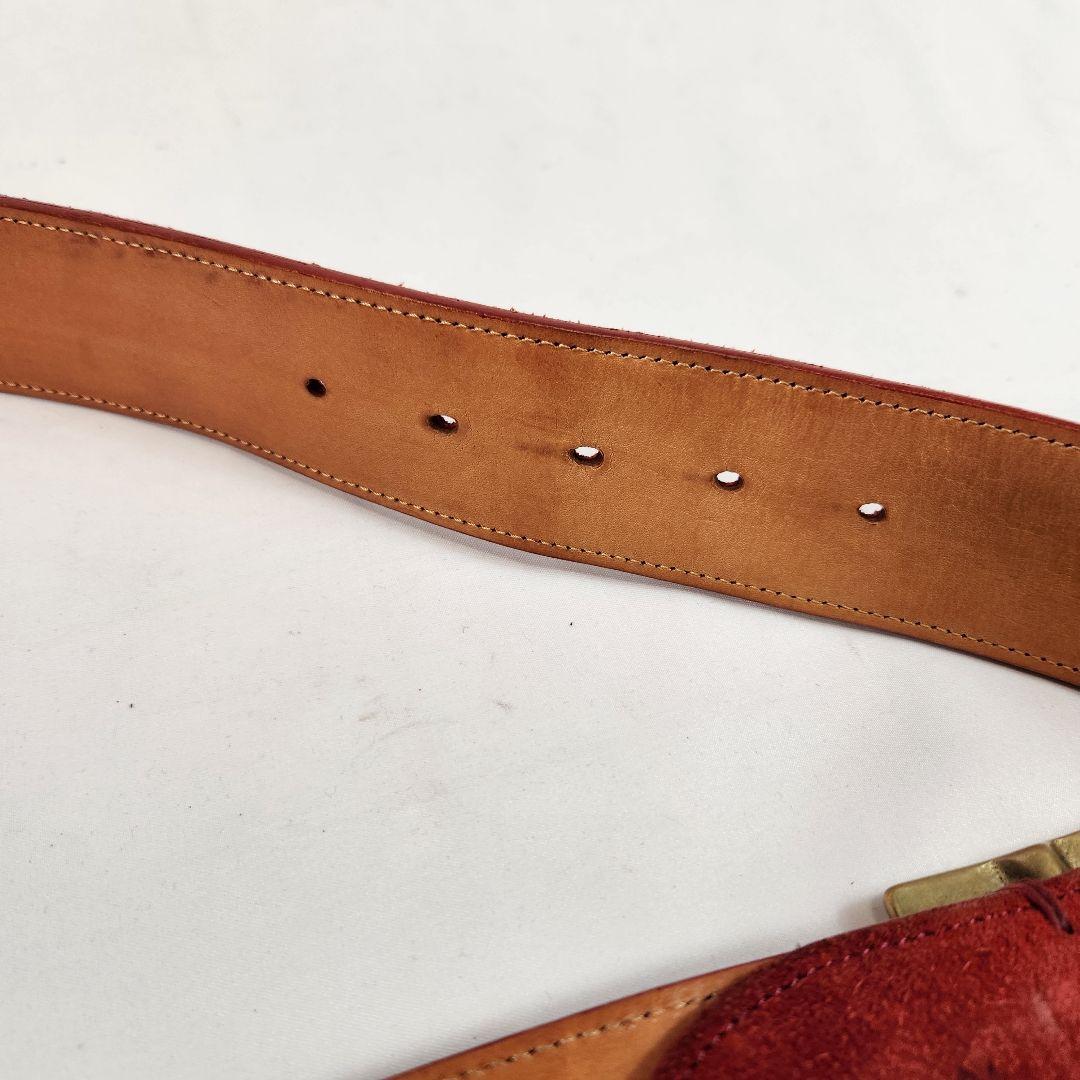 VISVIM　ベルト　赤　スエード　幅4.3cm