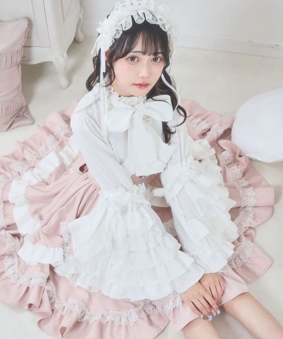 DearMyLoveEmily フリルハイネックレースリボンプリンセスブラウス