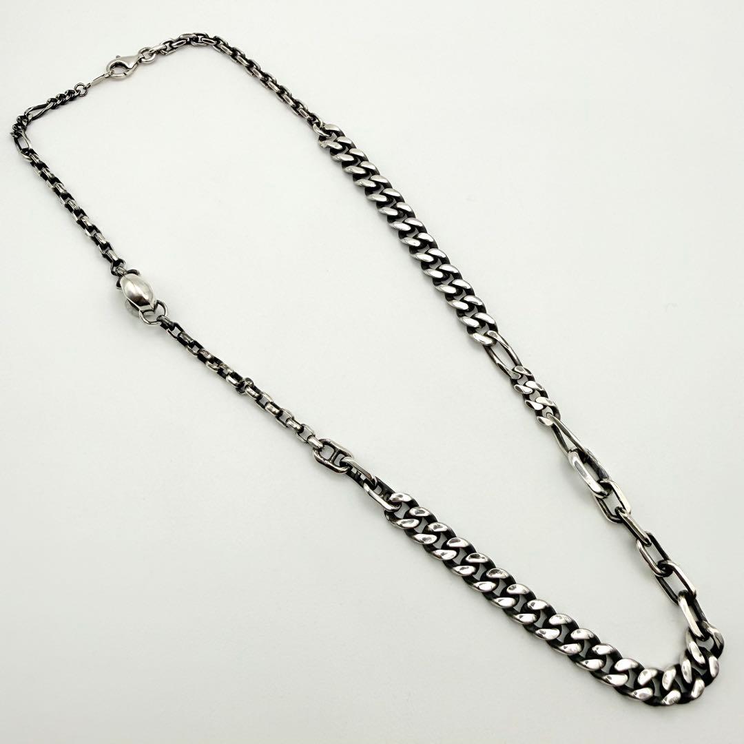 ●【美品】SILVER925 アシンメトリーチェーン⑥ 約45cm