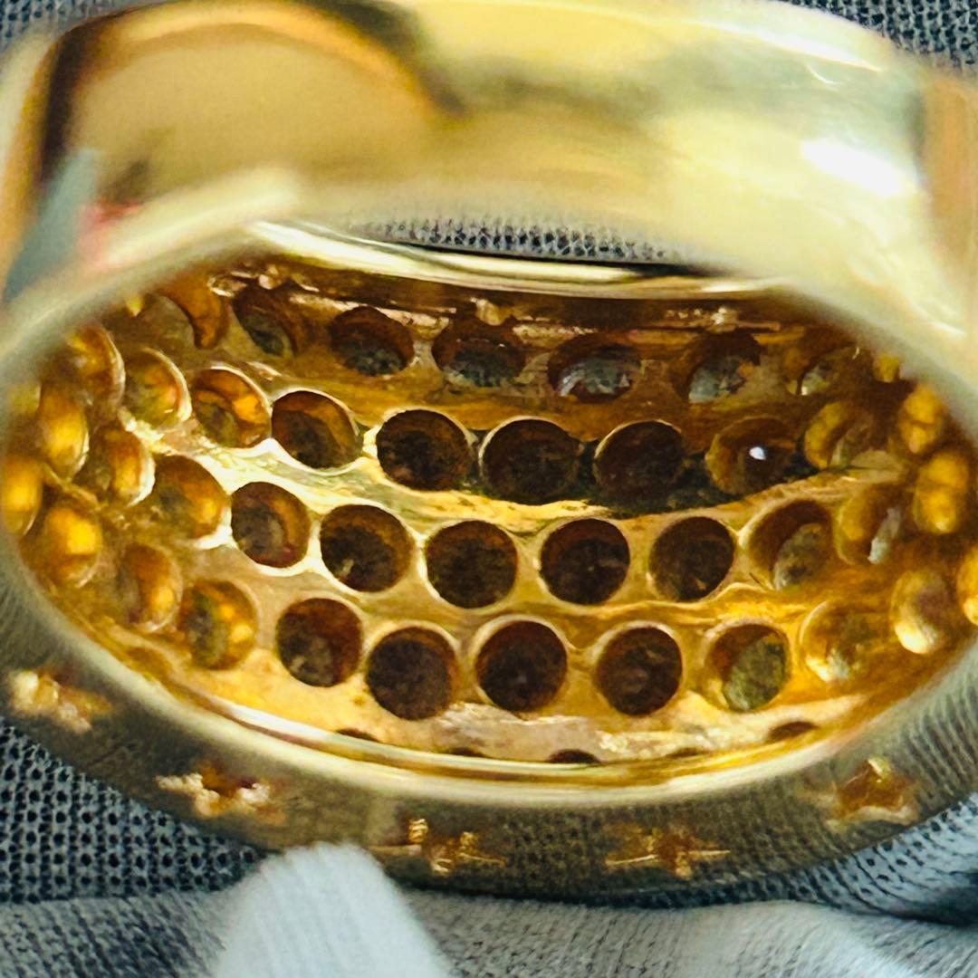 オレンジサファイア　リング　指輪　星　スター　グラデーション　K18 はちみつ