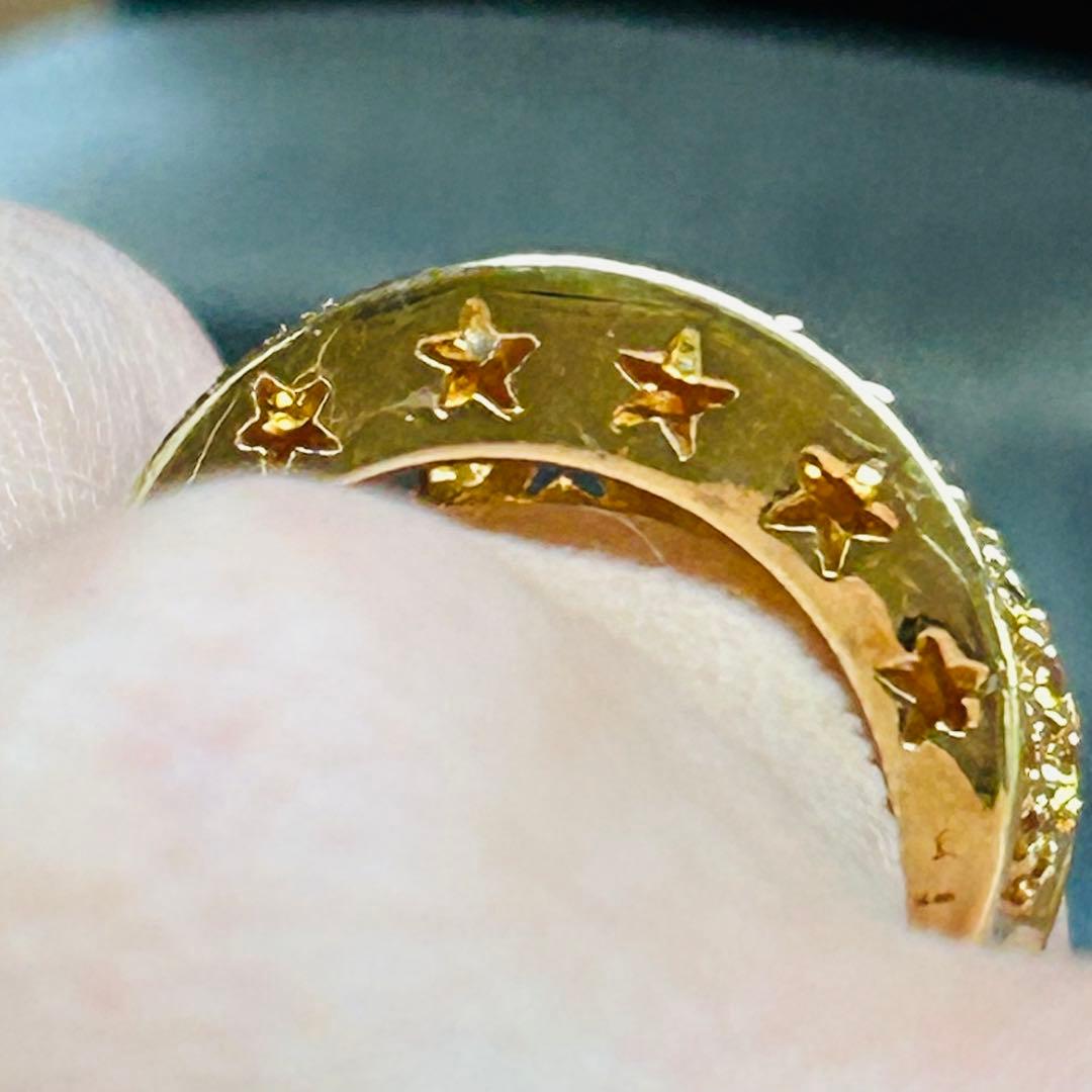 オレンジサファイア　リング　指輪　星　スター　グラデーション　K18 はちみつ