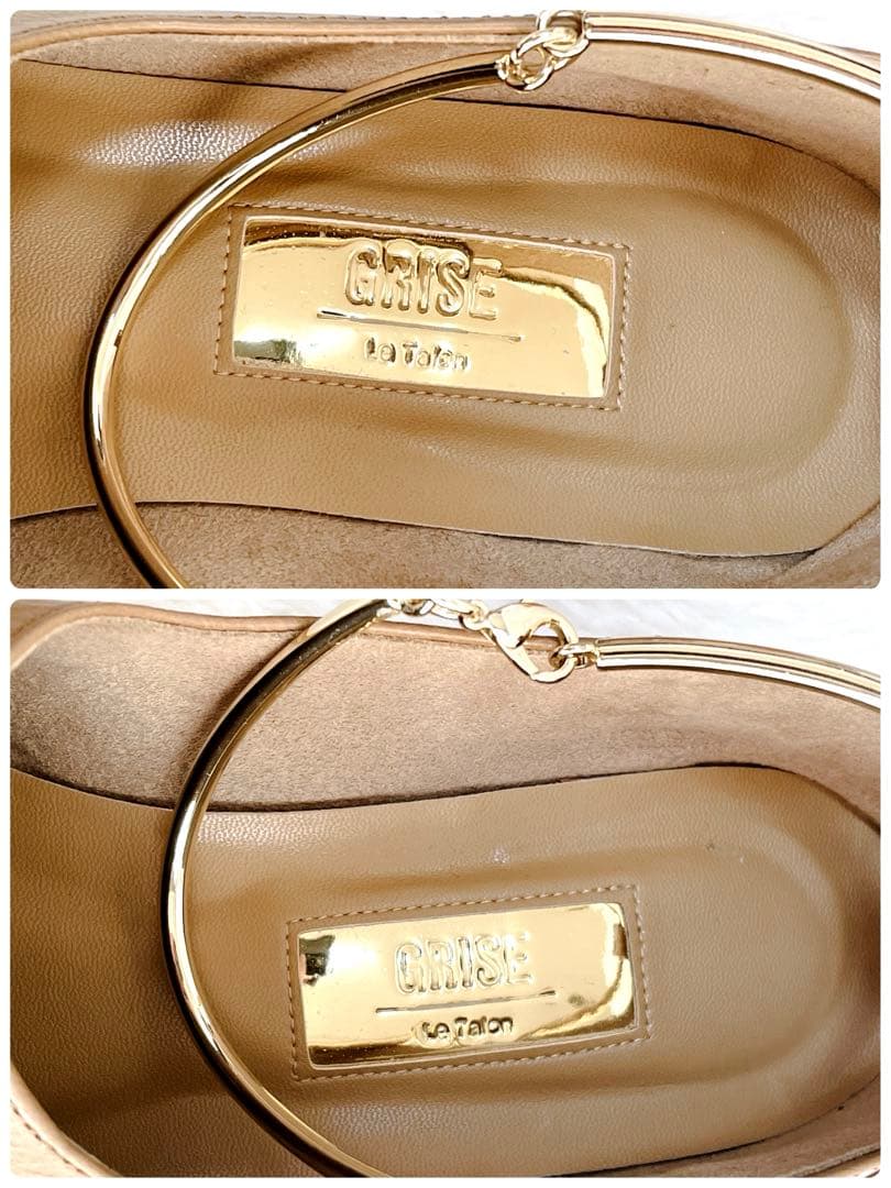 【美品】ルタロン　グリーズ　レザースクエアクロスシームアンクルフ　パンプス