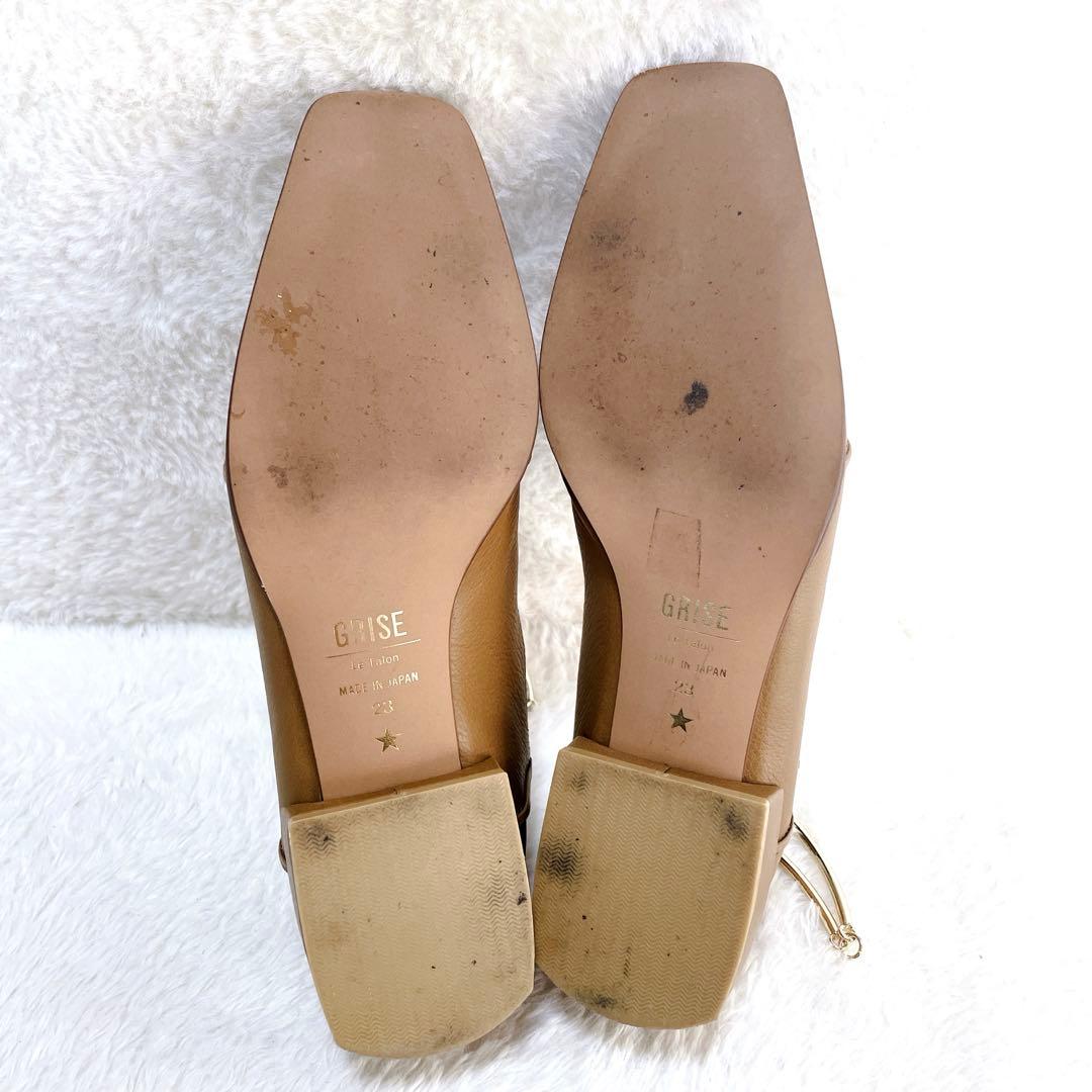 【美品】ルタロン　グリーズ　レザースクエアクロスシームアンクルフ　パンプス