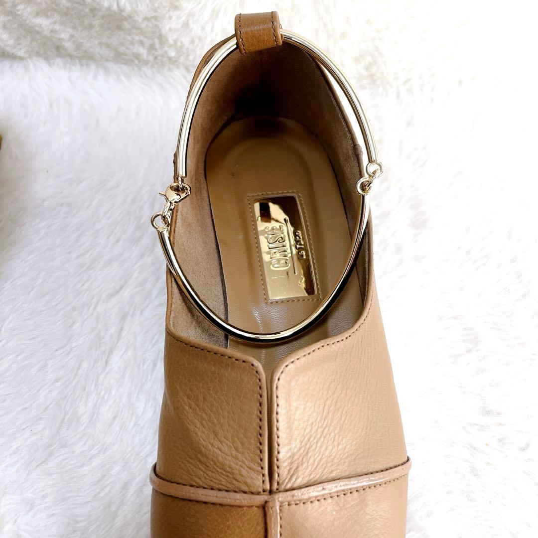 【美品】ルタロン　グリーズ　レザースクエアクロスシームアンクルフ　パンプス