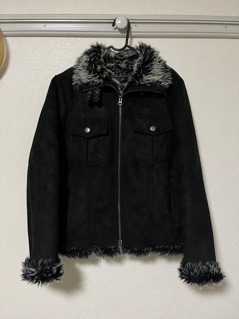 Semanticdesign ファー付きスウェードレザージャケット