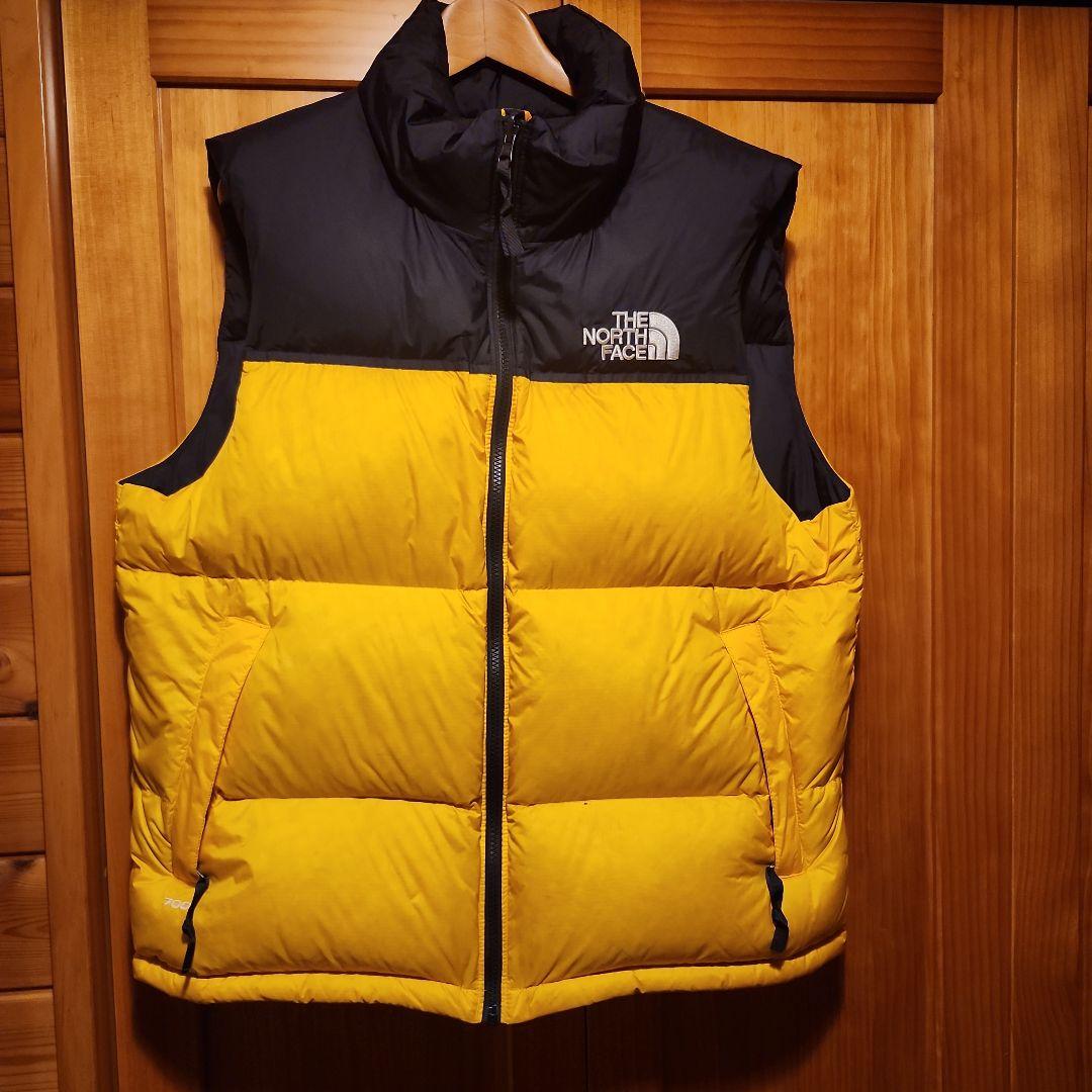 ノースフェイス ヌプシ ダウンベスト 700フィル イエロー×ブラック サイズL