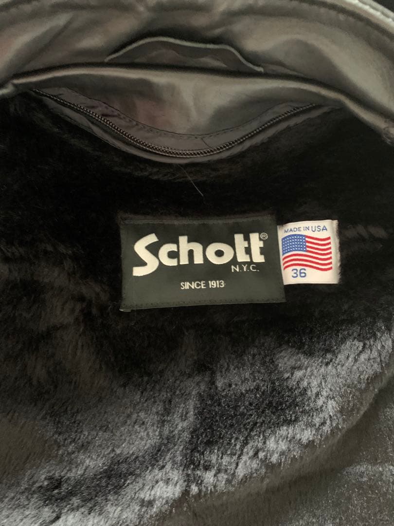 Schott 黒 レザー シングルライダースジャケット