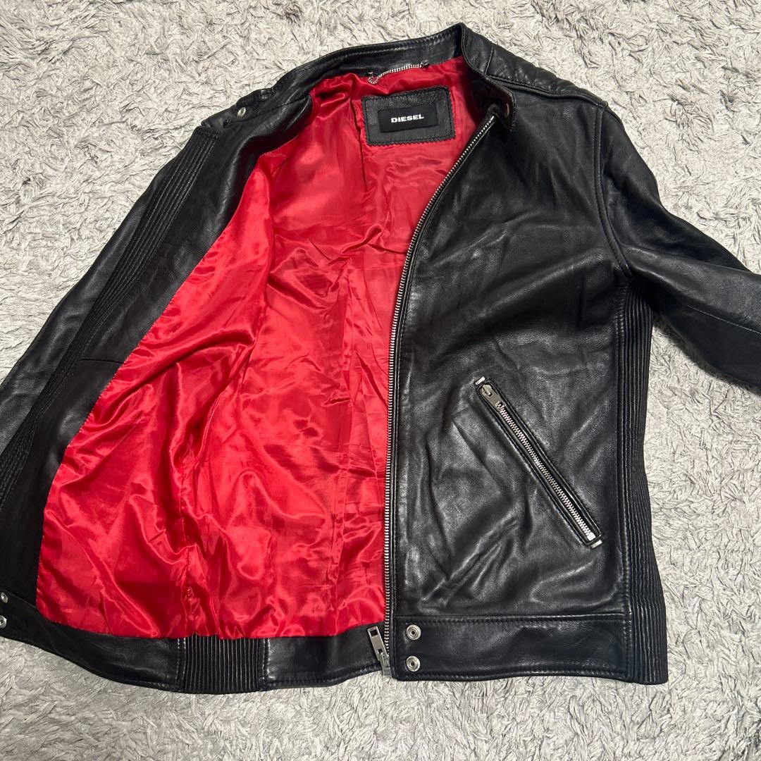 DIESEL黒ラムレザーシングルライダース